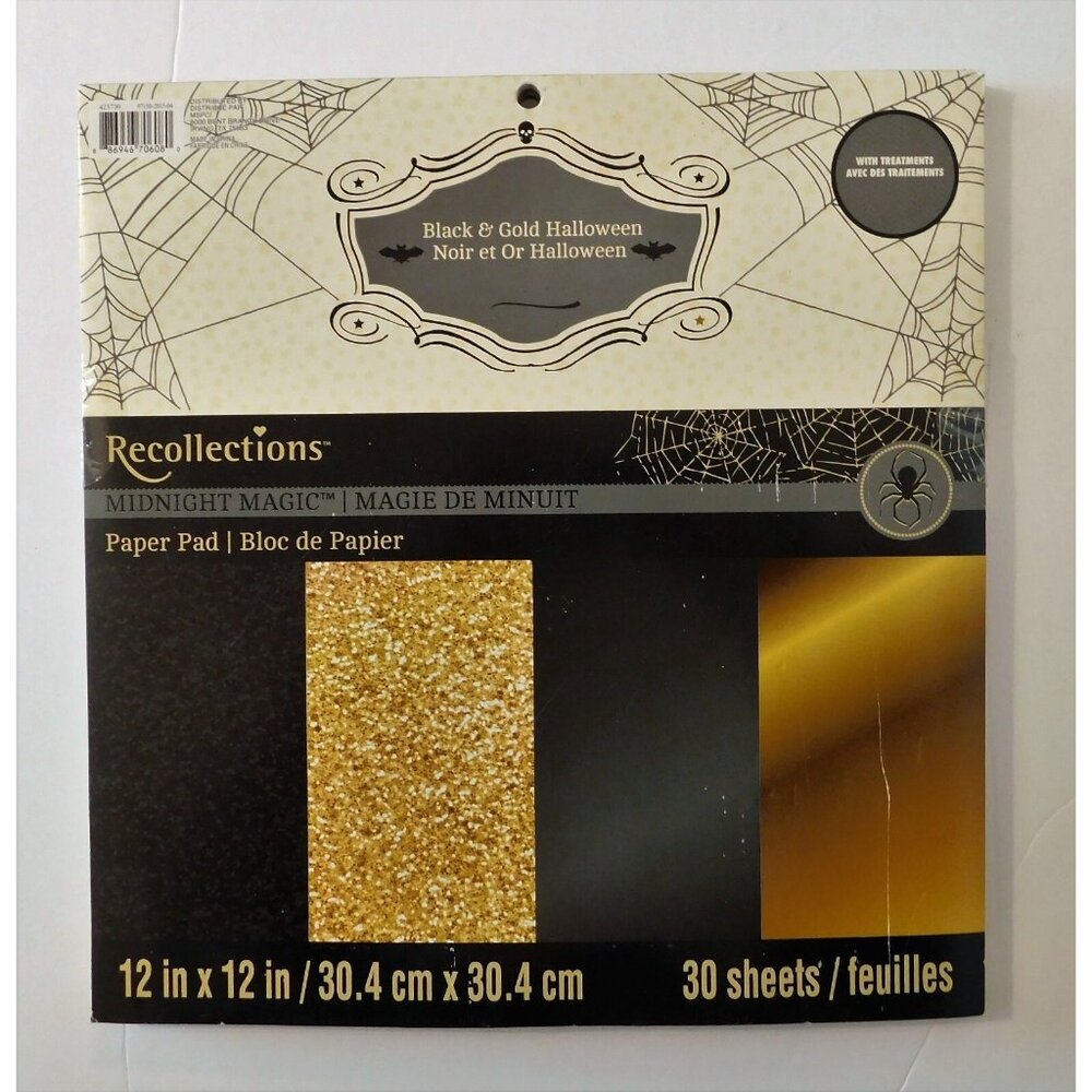Halloween Junk Journal Scrapbook Paper Pack 12x12 Black Gold 30 Pg Recollections